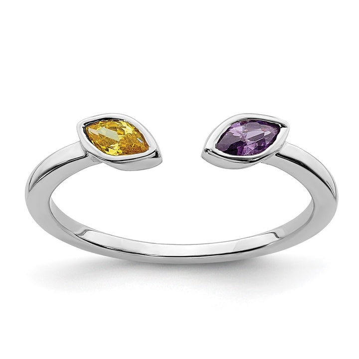 14K White Gold Amethyst & Citrine Double Headed Fashion Ring (0.44 TCW)