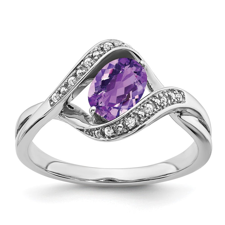 14K White Gold Amethyst & Diamond Crossover Fashion Ring (1.11 TCW)