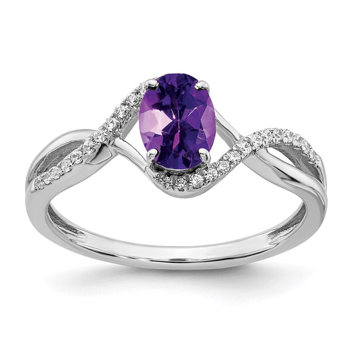 14K White Gold Amethyst & Diamond Crossover Fashion Ring (0.77 TCW)