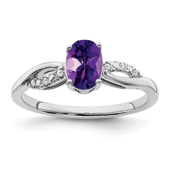 14K White Gold Amethyst & Diamond Crossover Pave Ring (1.37 TCW)