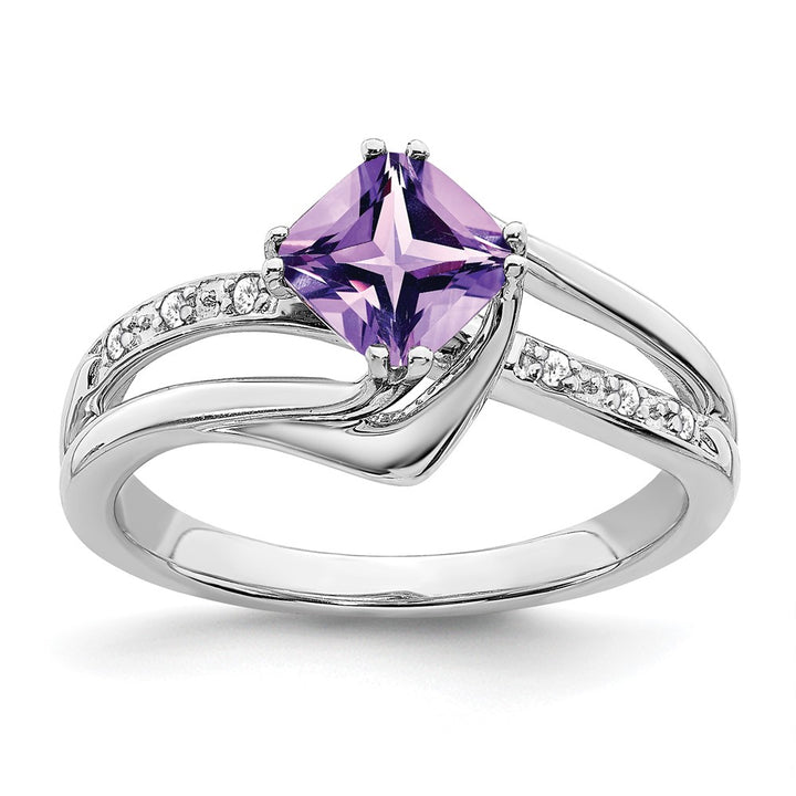 14K White Gold Amethyst & Diamond Crossover Pave Ring (0.84 TCW)