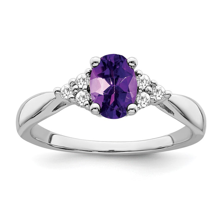 14K White Gold Amethyst & Diamond Cluster Ring (0.83 TCW)