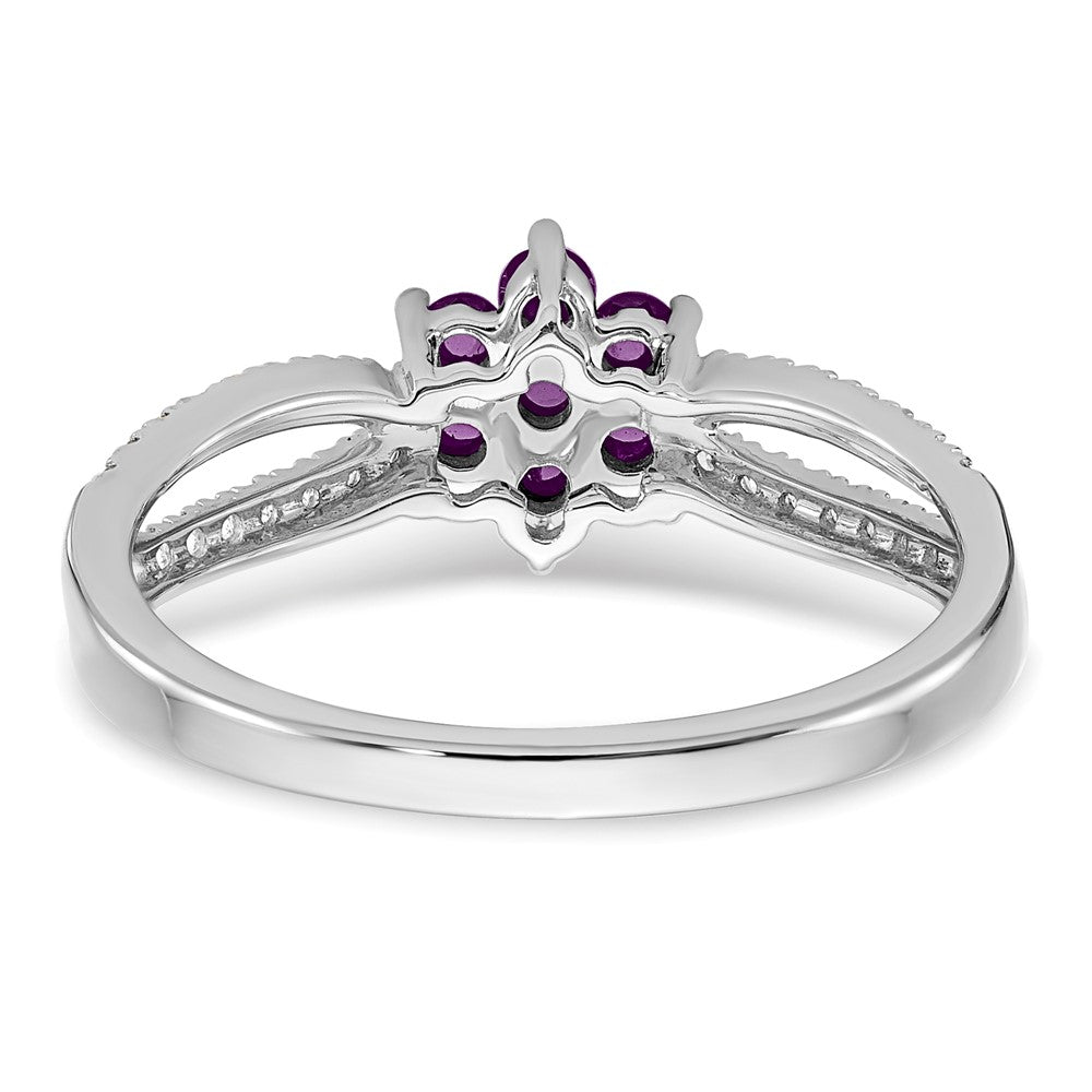 14K White Gold Amethyst & Diamond Crossover Cluster Ring (0.81 TCW)