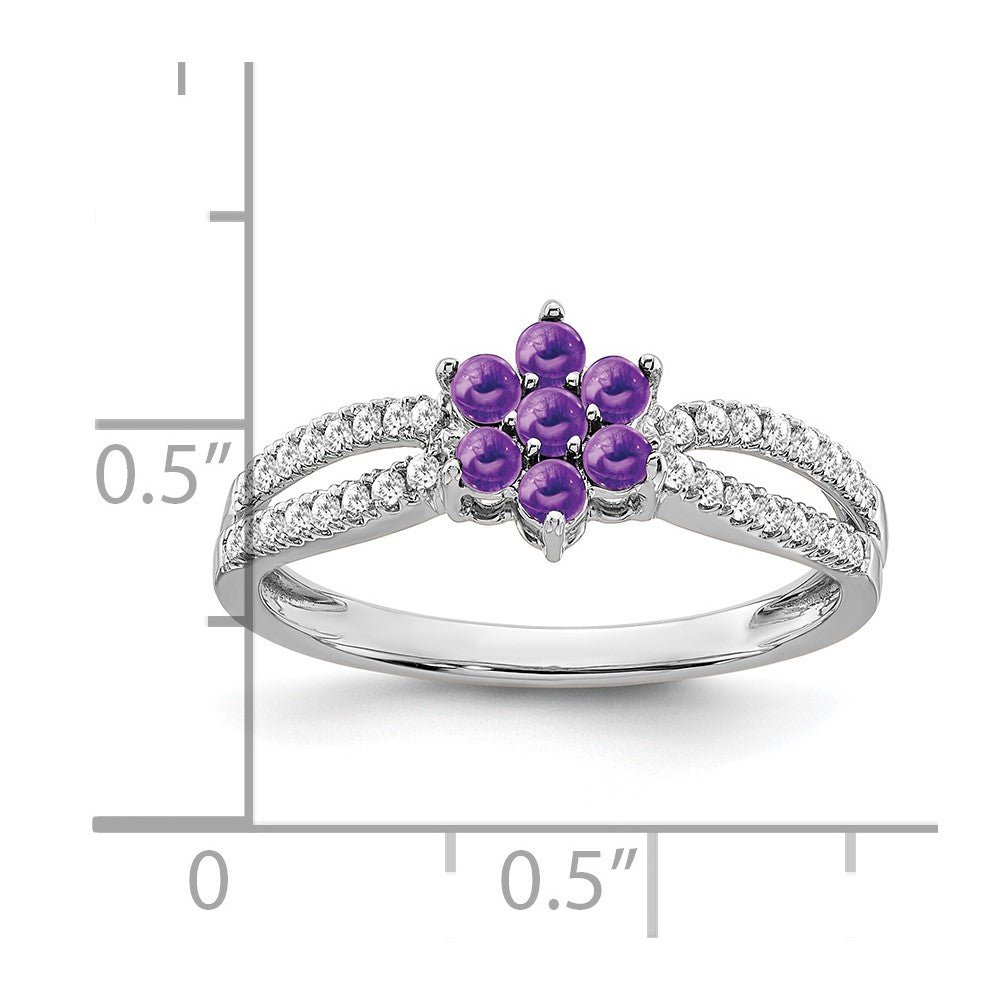 14K White Gold Amethyst & Diamond Crossover Cluster Ring (0.81 TCW)