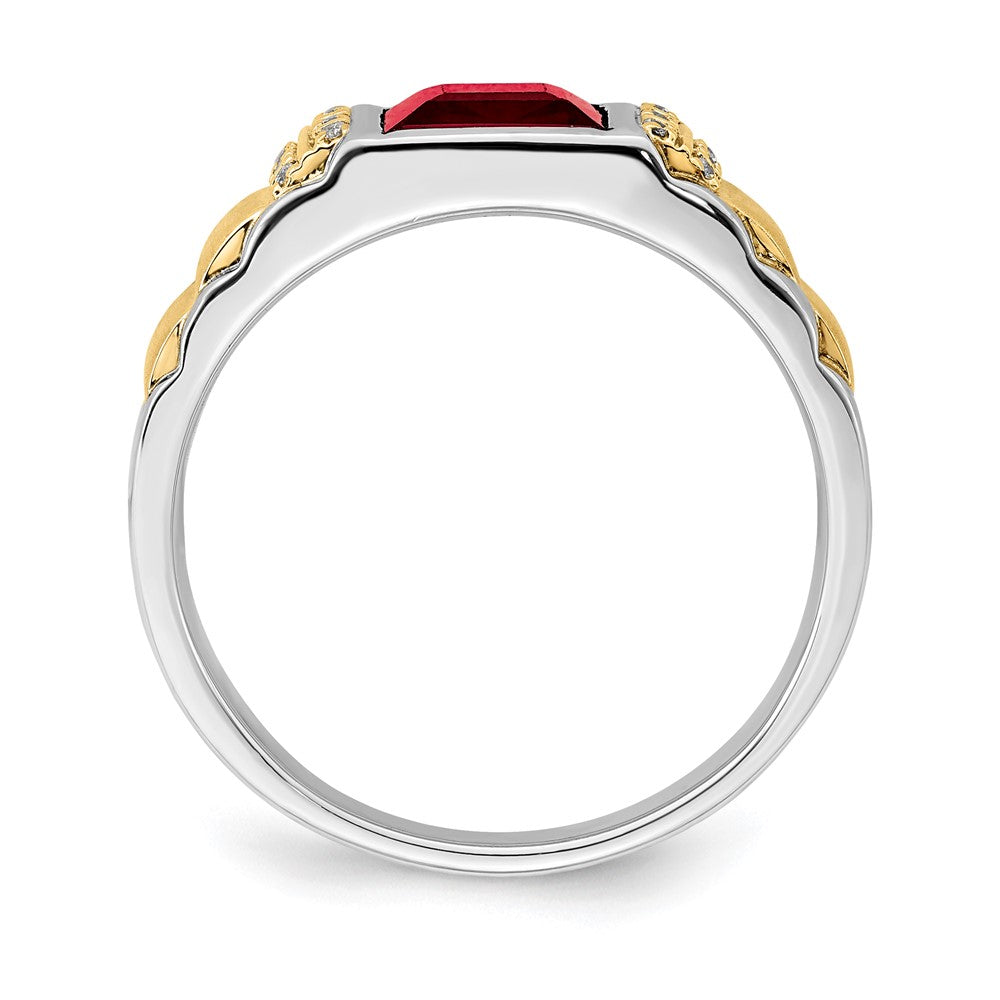 14K White & Yellow Gold Lab Ruby & Diamond Men Ring (2.06 TCW)