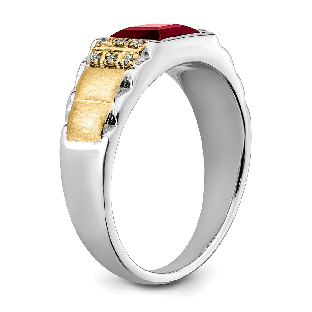 14K White & Yellow Gold Lab Ruby & Diamond Men Ring (2.06 TCW)