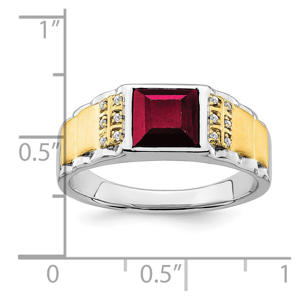 14K White & Yellow Gold Lab Ruby & Diamond Men Ring (2.06 TCW)