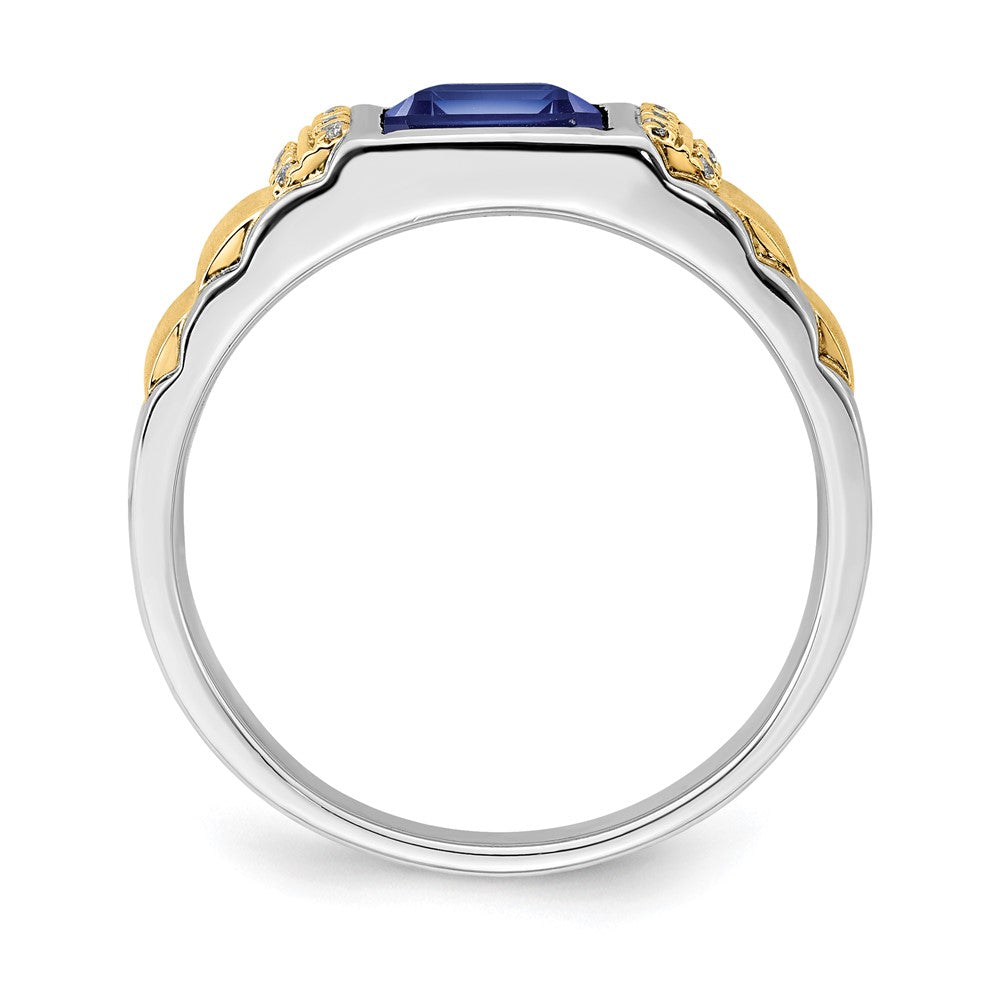 14K White & Yellow Gold Lab Sapphire & Diamond Men Ring (2.06 TCW)