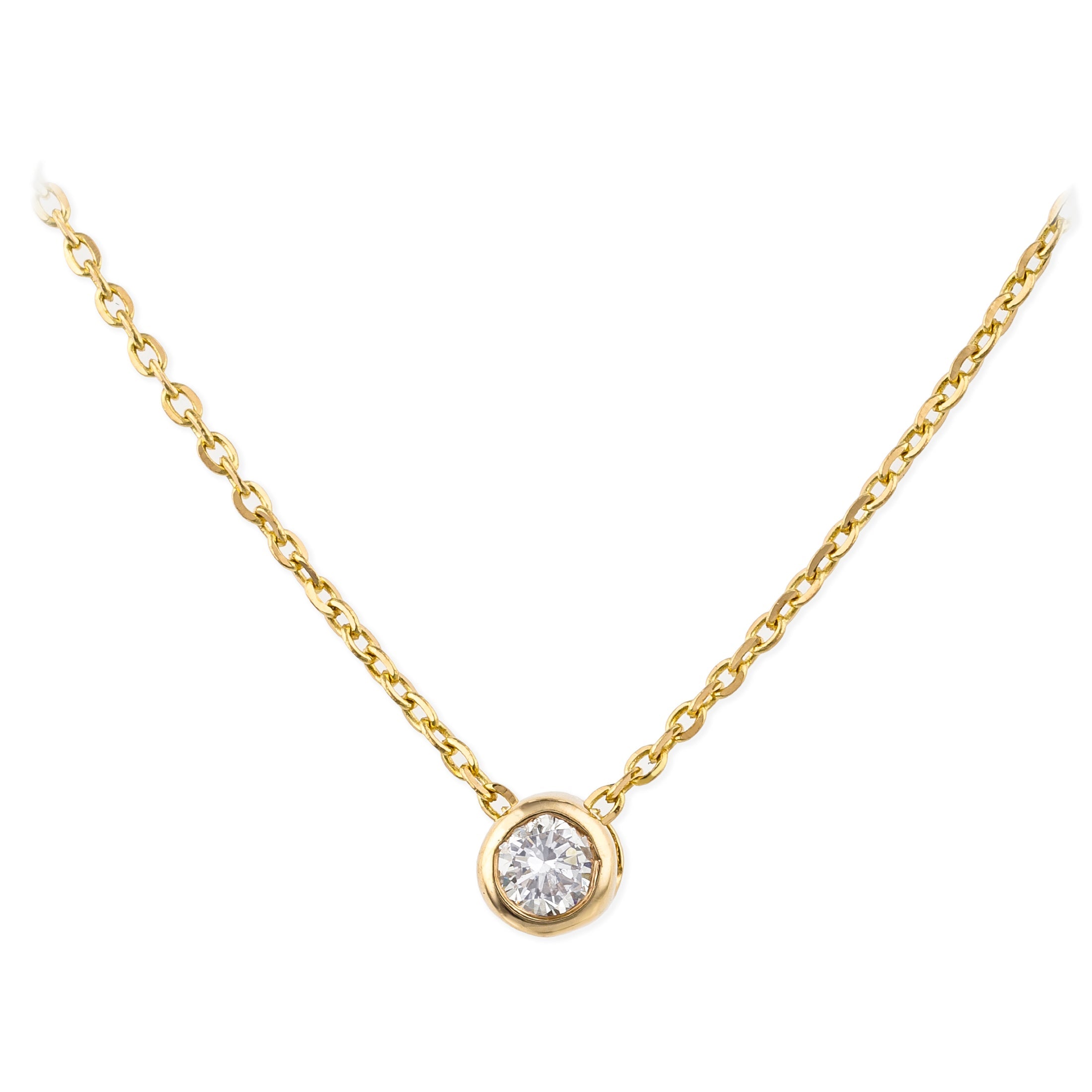 14K Diamond Round 1 Piece Necklace 0.09 TCW