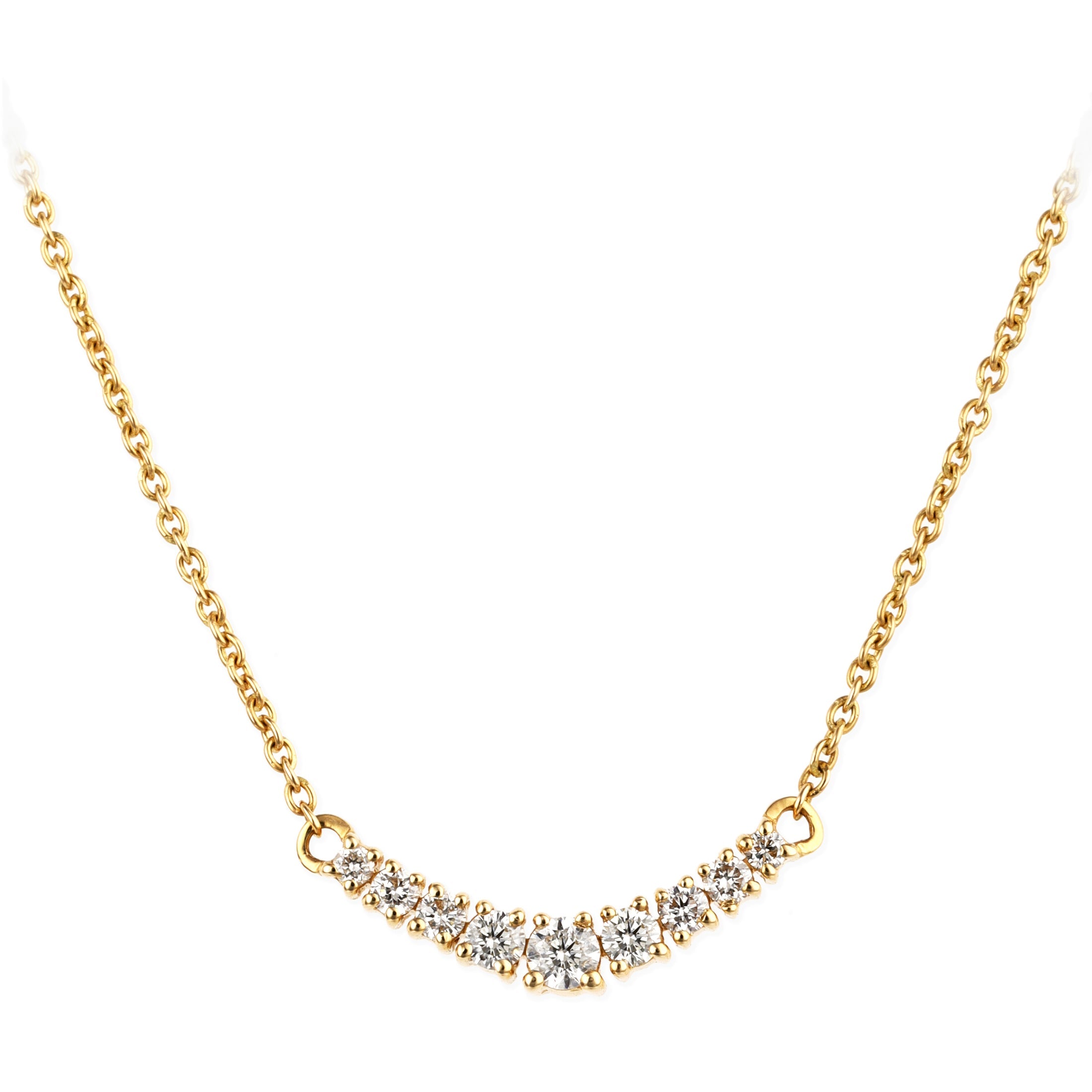 14K Diamond 9 Pcs Curved Necklace 0.27 TCW