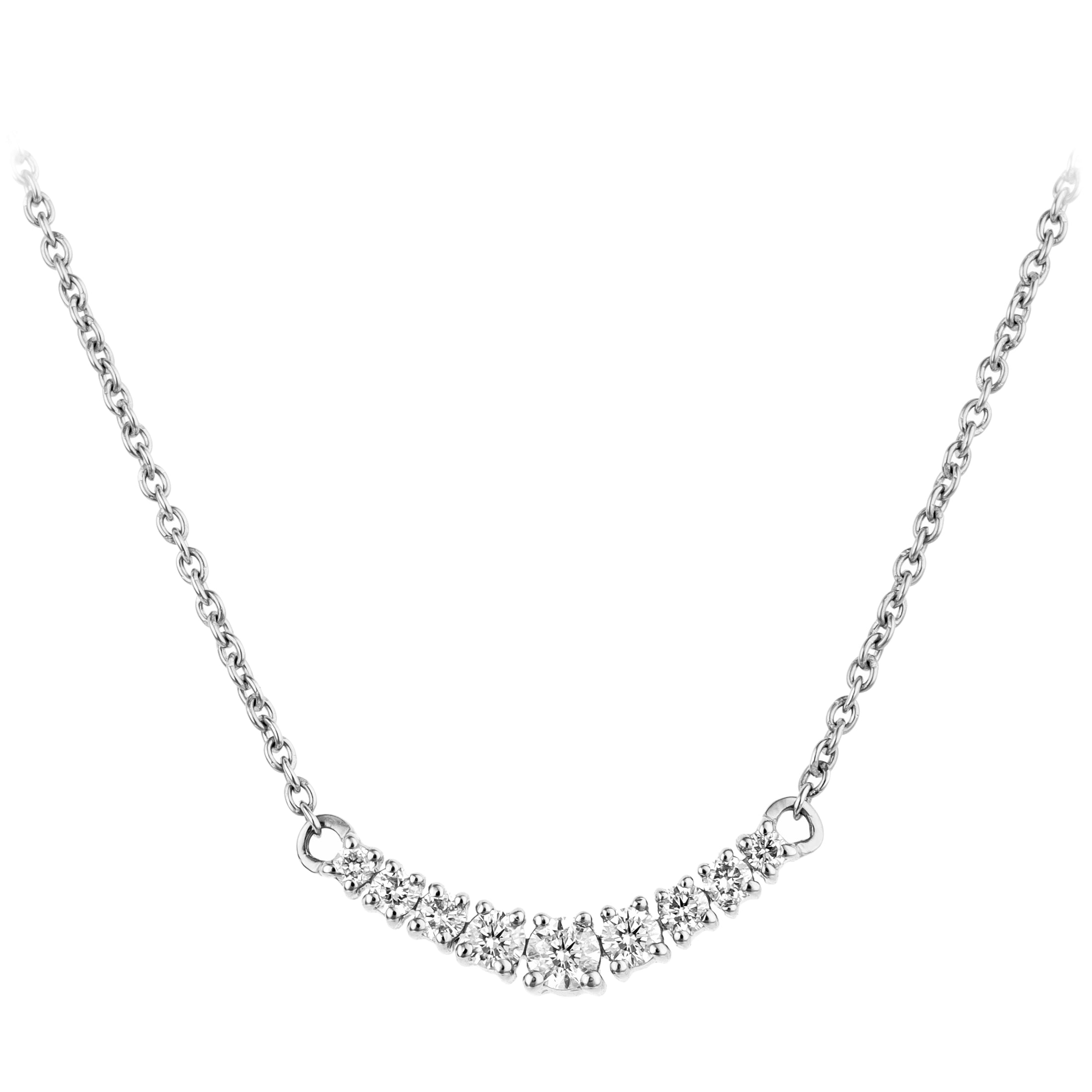 14K Diamond 9 Pcs Curved Necklace 0.26 TCW