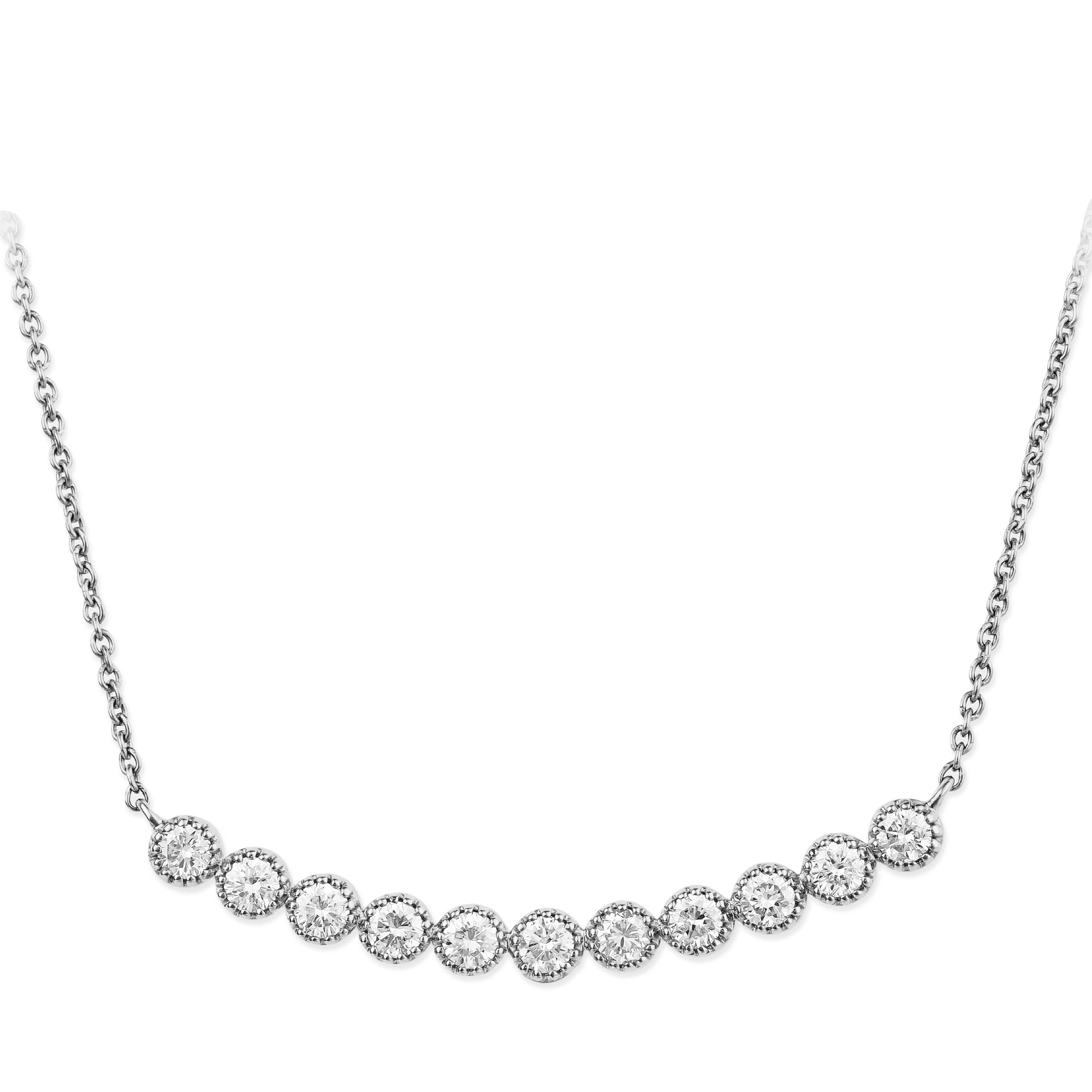 14K Diamond Curved Bar Necklace 0.63 TCW