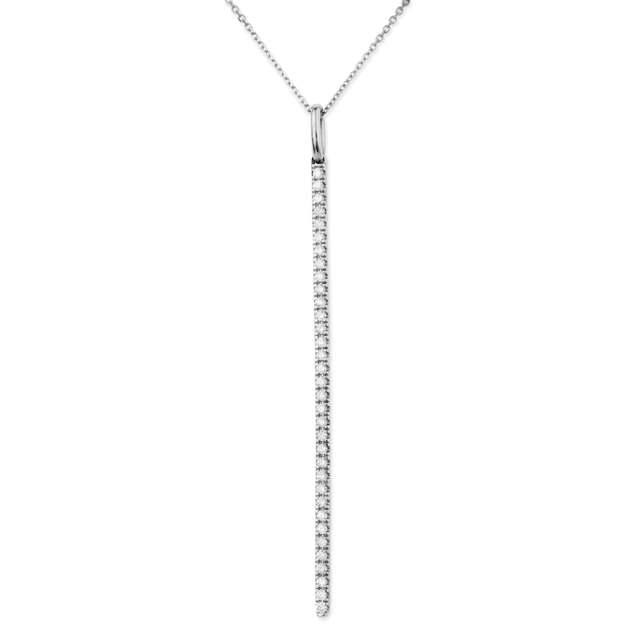 14K Diamond Bar Pendent Necklace 0.23 TCW