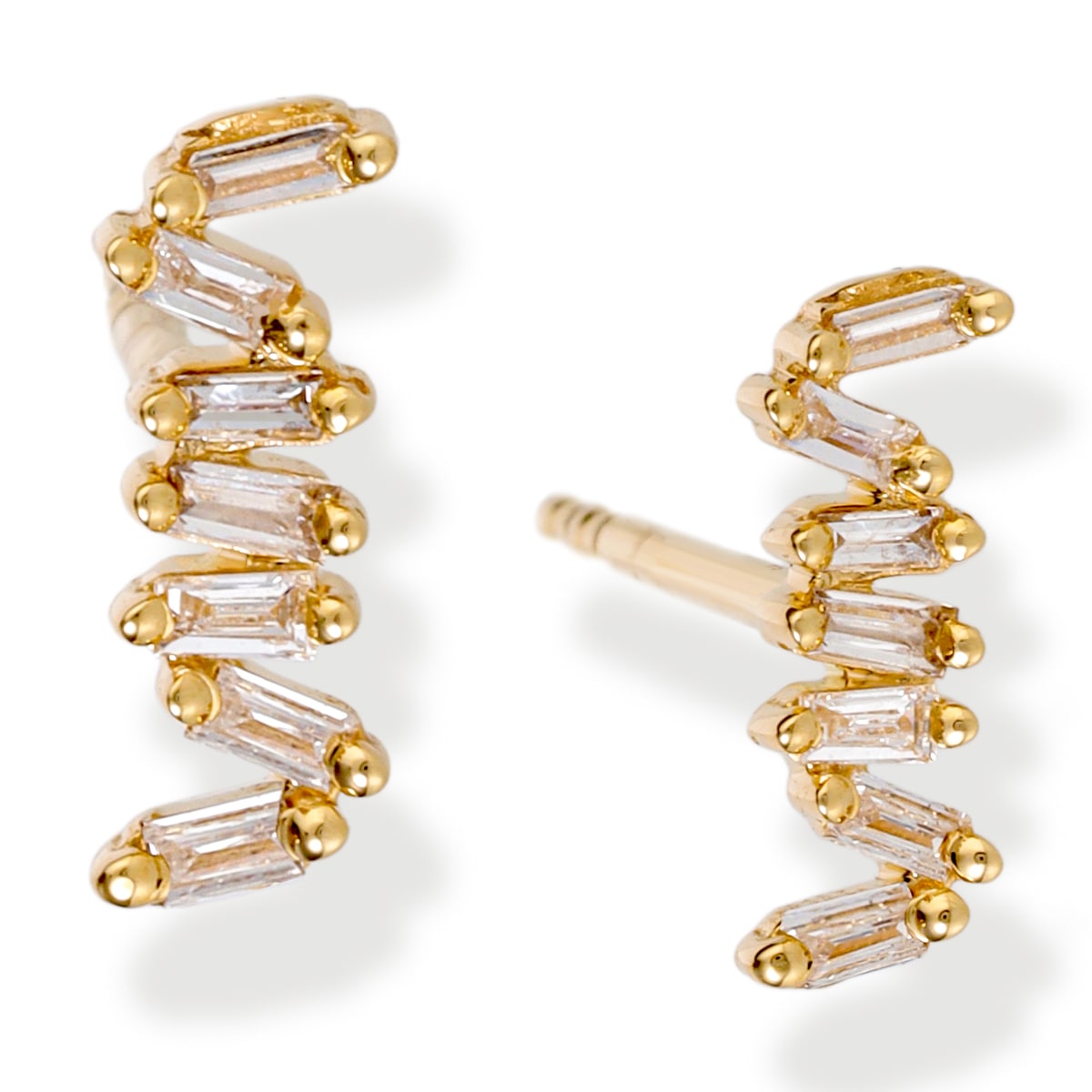 14K Diamond Baguette Ear Studs 0.10 TCW