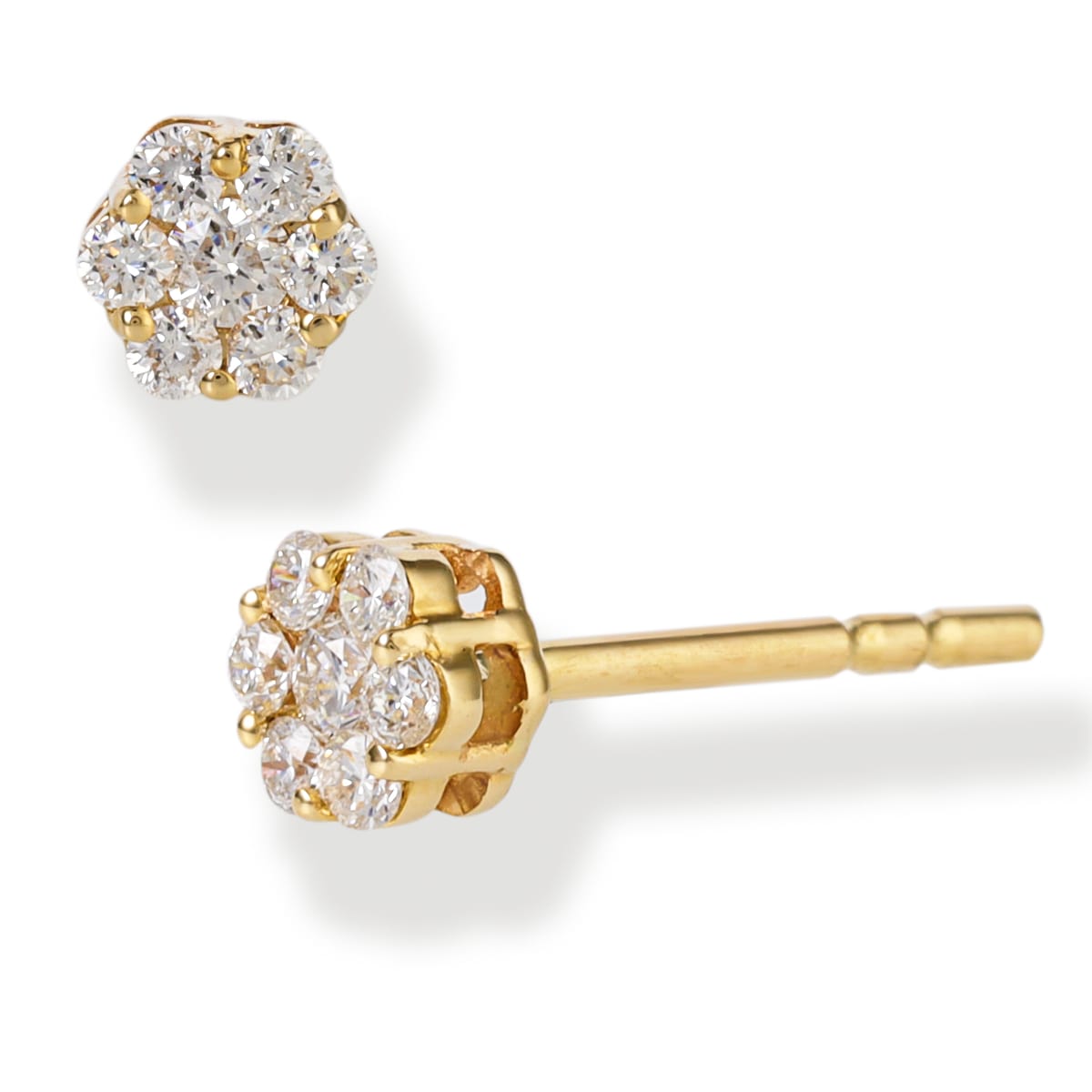 14K Diamond Round Disk Ear Studs 0.16 TCW