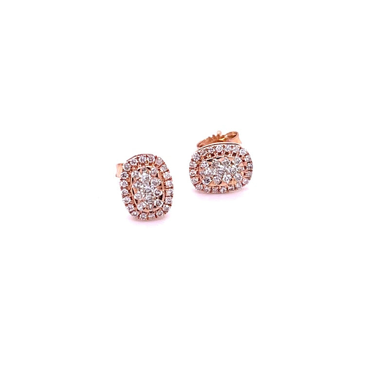 14K Rose Gold Rectangle Diamond Earing 0.36 TCW