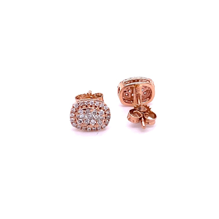 14K Rose Gold Rectangle Diamond Earing 0.36 TCW