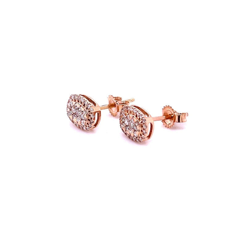 14K Rose Gold Rectangle Diamond Earing 0.36 TCW