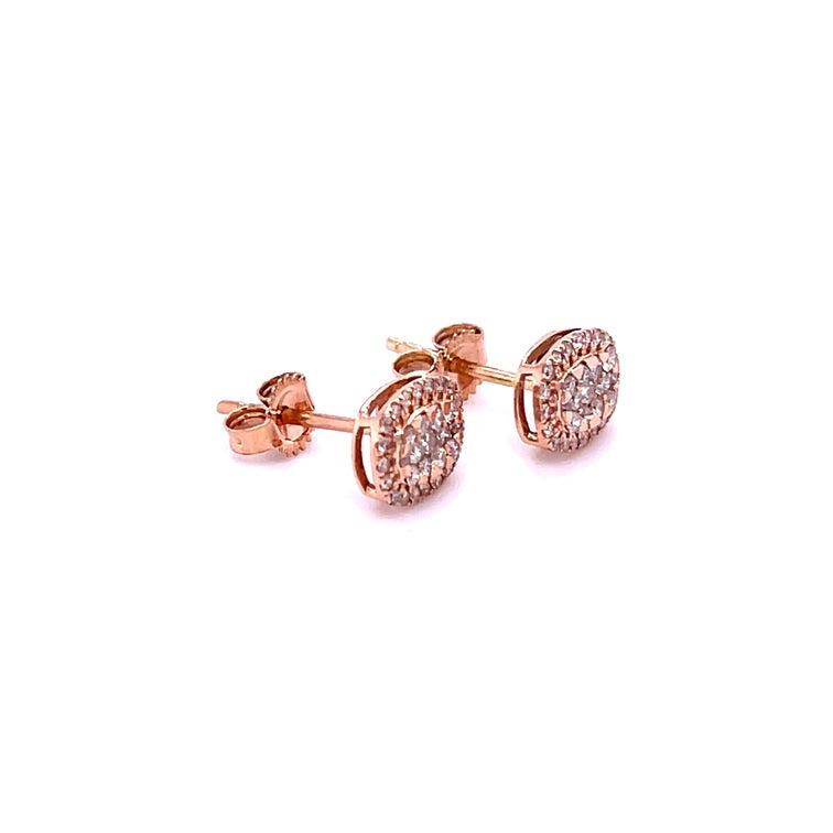 14K Rose Gold Rectangle Diamond Earing 0.36 TCW