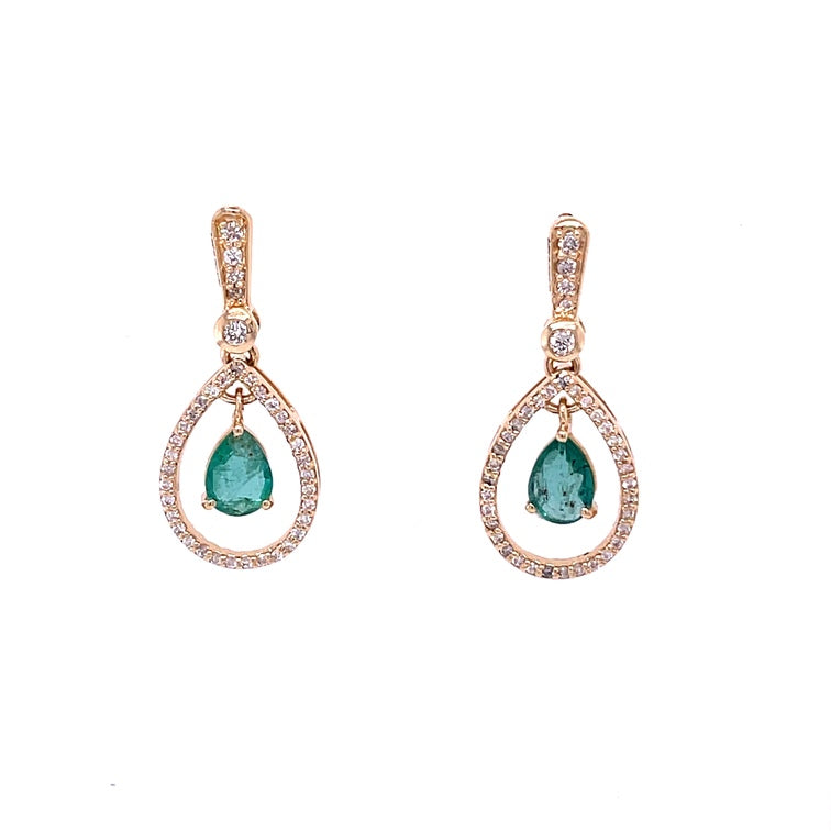 14K Yellow Gold Emerald Pear Earring 1.81 TCW