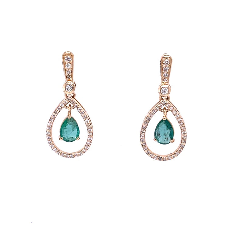 14K Yellow Gold Emerald Pear Earring 1.81 TCW