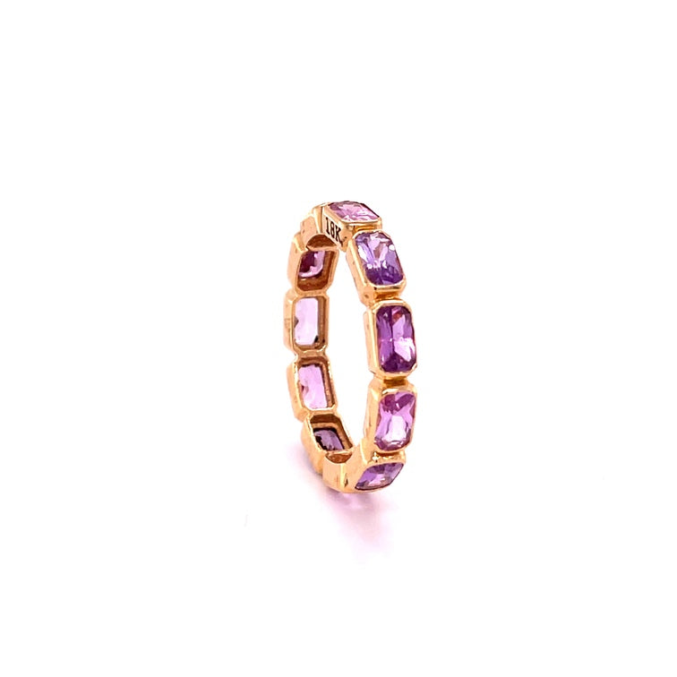 Anillo De Zafiro Rosa En Oro Amarillo De 14K Con Diamantes, CT