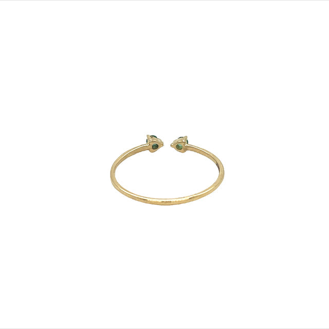 Anillo Abierto Con Esmeralda En Oro Amarillo De 14K, 0.06CT