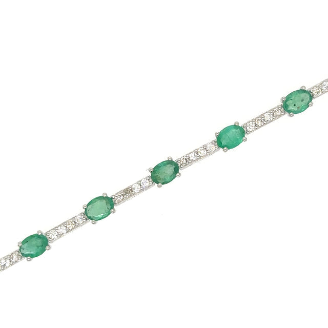 14K White Gold Emerald & Diamonds Bracelet  2.73 TCW
