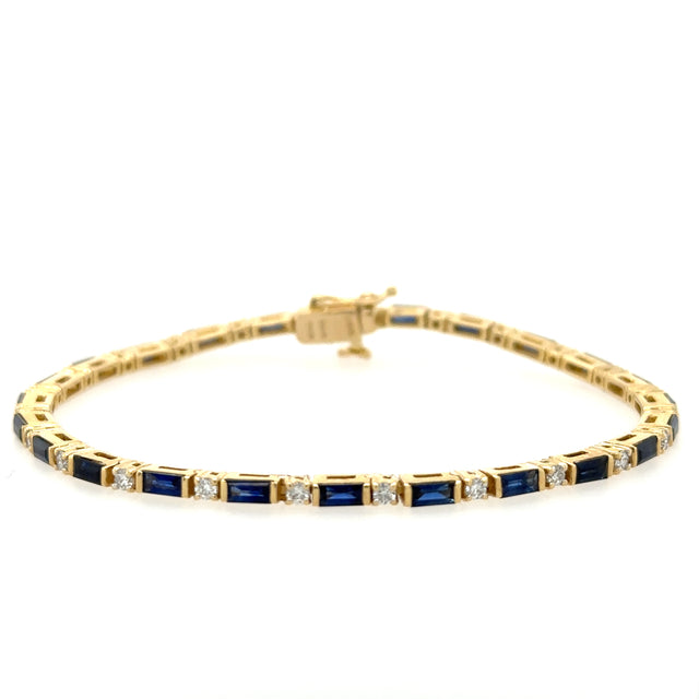 14K Yellow Gold Sapphire & Diamonds Bracelet  4.13 TCW