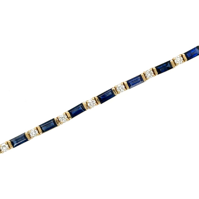 14K Yellow Gold Sapphire & Diamonds Bracelet  4.13 TCW