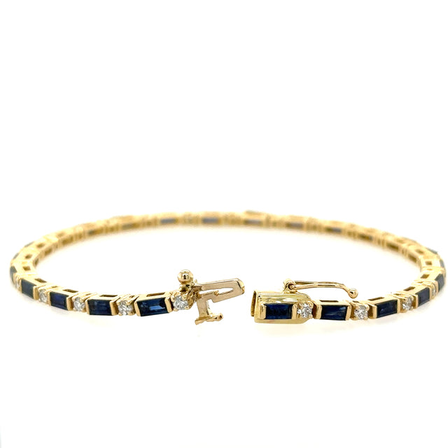 14K Yellow Gold Sapphire & Diamonds Bracelet  4.13 TCW