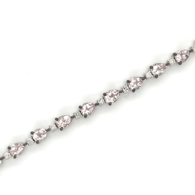 18K White Gold Morganite & Diamonds Bracelet  4.63 TCW