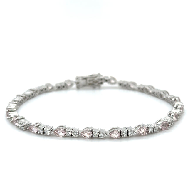 18K White Gold Morganite & Diamonds Bracelet  4.13 TCW